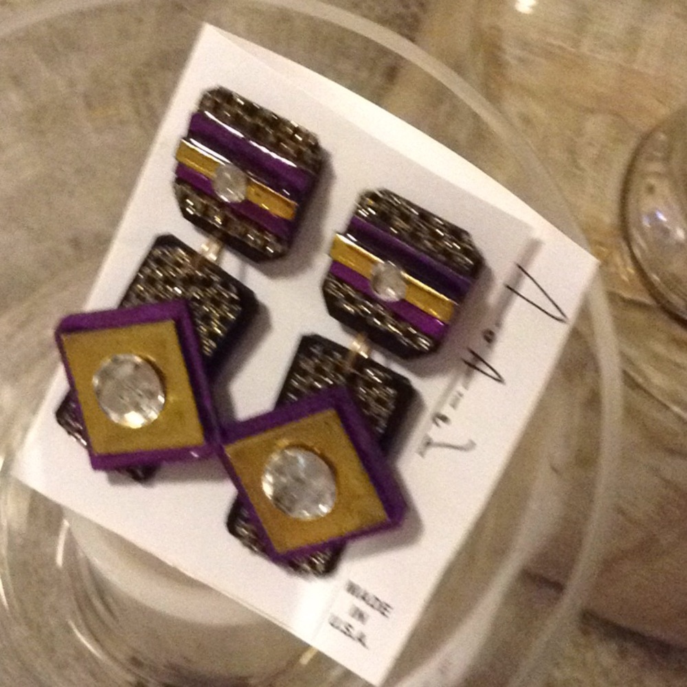 . The Color Purple Blk Gld mesh handmade earrings